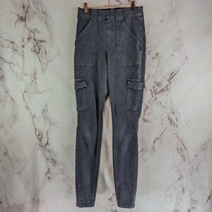 Spanx Jegging Women Medium Gray Denim Jean Mid Rise Stretch Twill Ankle Cargo